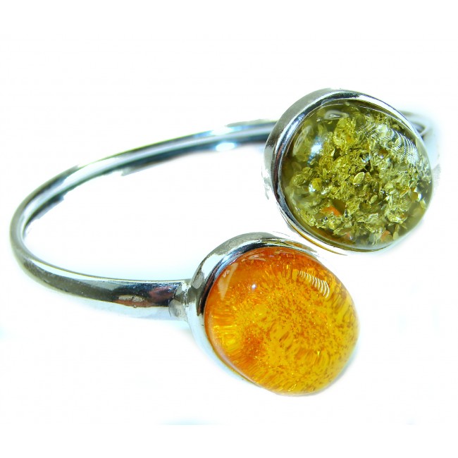 Stylish two colors Genuine Baltic Amber .925 Sterling Silver handamde Bracelet