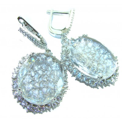 Catharsis natural 15.5 carat White Topaz .925 Sterling Silver handcrafted earrings
