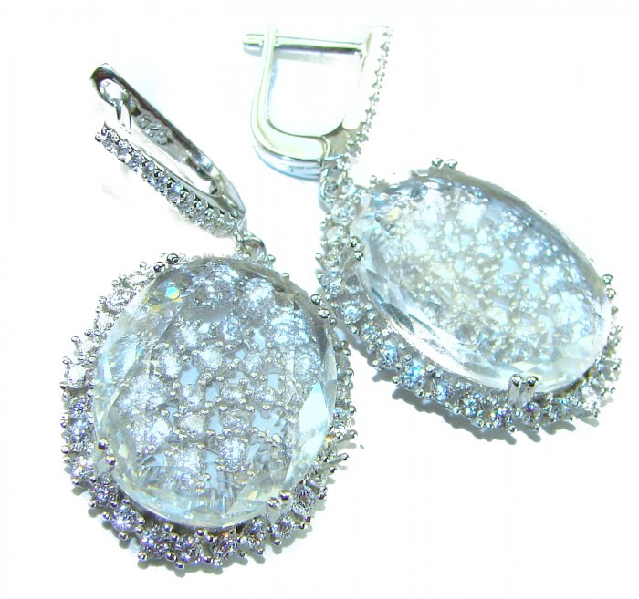 Catharsis natural 15.5 carat White Topaz .925 Sterling Silver handcrafted earrings - video