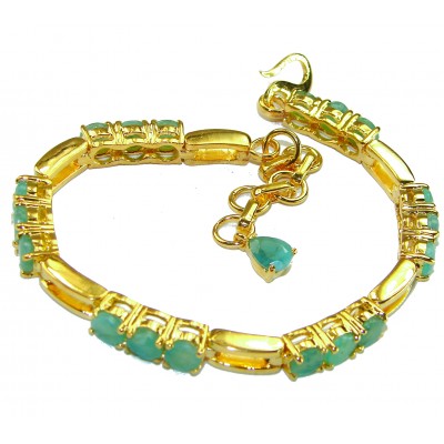 Green Royalty 17.2 carat natural Emerald 14K Gold over .925 Sterling Silver handcrafted Bracelet