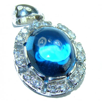 Atlantis 6.5 carat Swiss Blue Topaz Rhodium over .925 Sterling Silver handmade pendant
