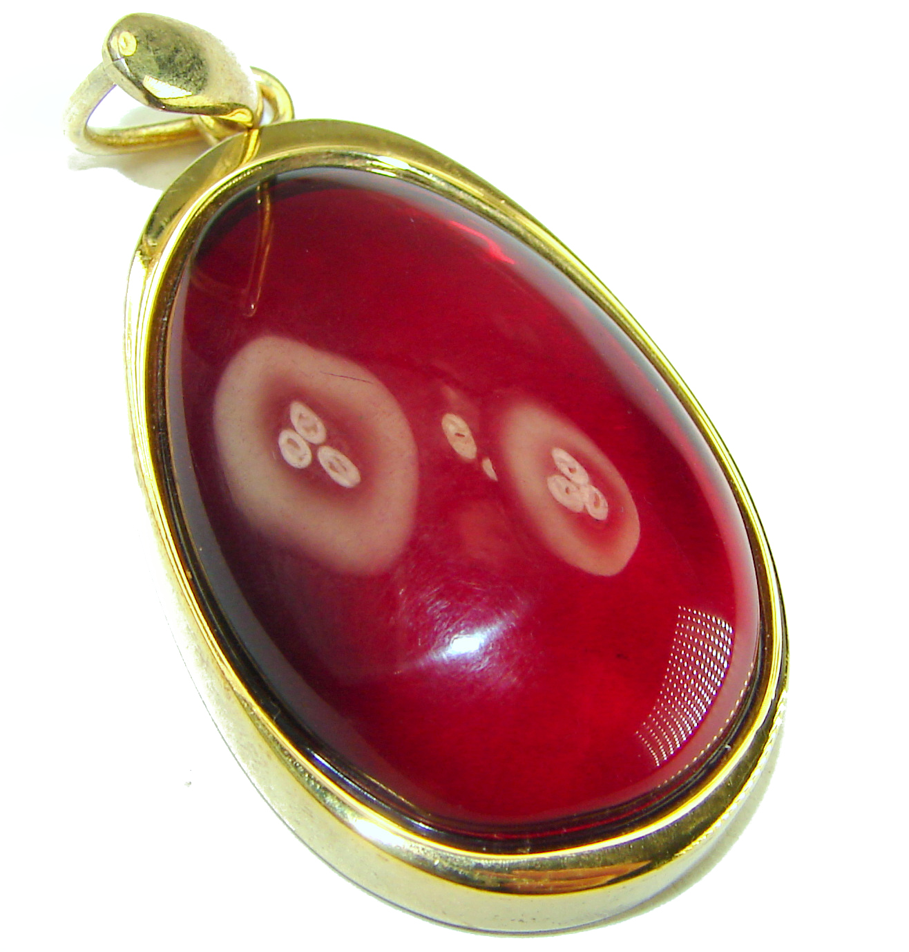 Prehistoric Authentic Cherry Baltic Amber 14K Gold over .925 Sterling Silver beautifully handcrafted Pendant