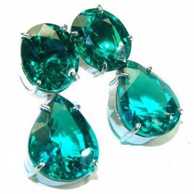 Real Beauty - 41.5 carat Green Topaz .925 Sterling Silver handcrafted Statement earrings