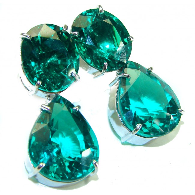 Real Beauty - 41.5 carat Green Topaz .925 Sterling Silver handcrafted Statement earrings