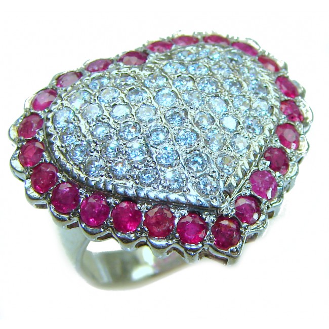 Just Love 6.2 carat natural Ruby .925 Sterling Silver handmade Ring size 7