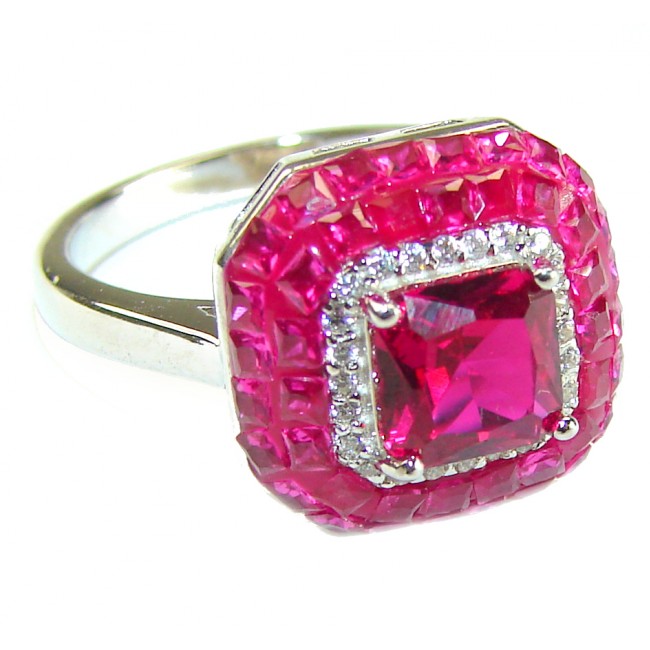 Art Decor quality unique 3.5 carat Ruby .925 Sterling Silver handcrafted Ring size 6 1/4