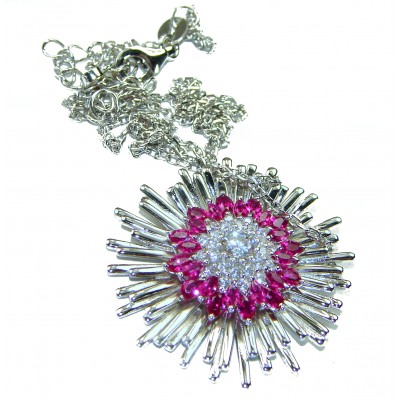 Supernova authentic 5.5 carat Pink Tourmaline White Sapphire .925 Sterling Silver handcrafted necklace