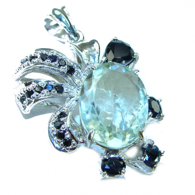 14.8 carat Green Amethyst - Prasolite Sapphire .925 Sterling Silver handcrafted pendant