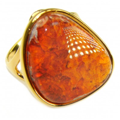 Bonefire Night best quality 19.4 carat Mexican Opal 18K Rose Gold over .925 Sterling Silver handmade ring 8