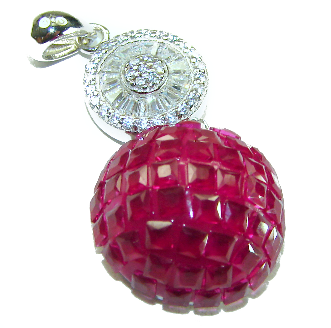 forbidden fruit Red Apple authentic 8.8 carat Ruby .925 Sterling Silver handcrafted .925 Sterling Silver handmade Pendant