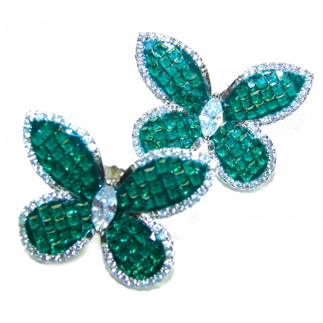 Incredible Butterflies genuine Emerald .925 Sterling Silver handcrafted Earrings