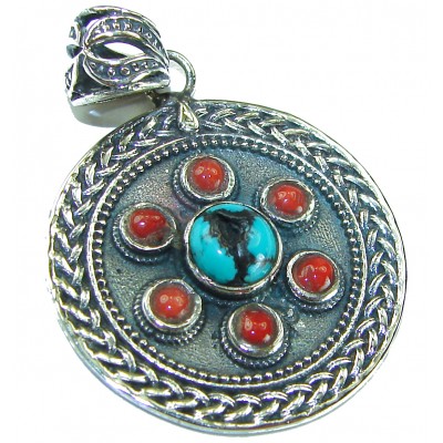 One of a kind Precious Turquoise .925 Sterling Silver handmade pendant
