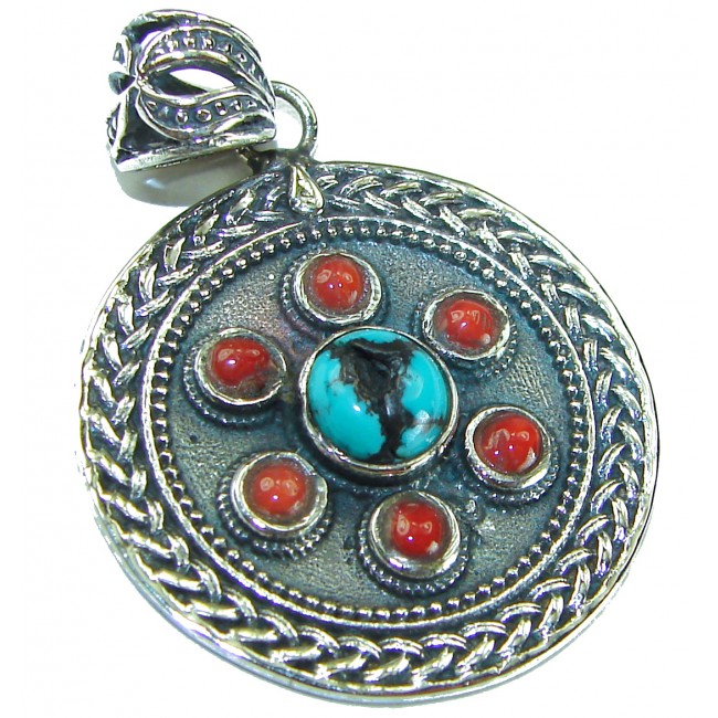 One of a kind Precious Turquoise .925 Sterling Silver handmade pendant