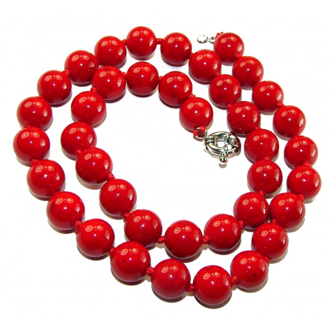 55.5 grams! Sublime Red Fossilized Coral Sterling Silver handmade Necklace
