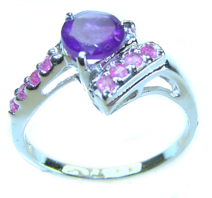 Stephani 0.6 carat African Amethyst .925 Sterling Silver Handcrafted Ring size 6 3/4
