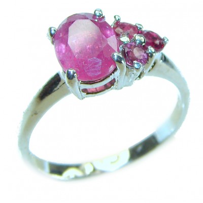 Gabriella oval cut 1.8 carat Ruby .925 Sterling Silver handcrafted Cocktail Ring s. 7