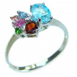 Sky 1.5 carat Fancy Swiss Blue Topaz .925 Sterling Silver handmade Ring size 9
