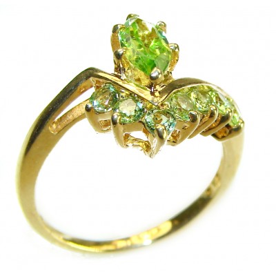 Alessia authentic 2.9 carat Peridot 18K Gold over .925 Sterling Silver handmade Ring s. 6 1/2
