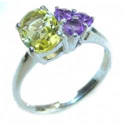 Unique Authentic 1.2 carat Citrine .925 Sterling Silver handmade Cocktail Ring s. 5