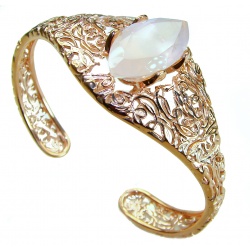 Vintage Beauty Genuine 21.5 carat Brazilian Rose Quartz Rose quartz 18K Gold over .925 Sterling Silver handcrafted Bracelet / Cuff
