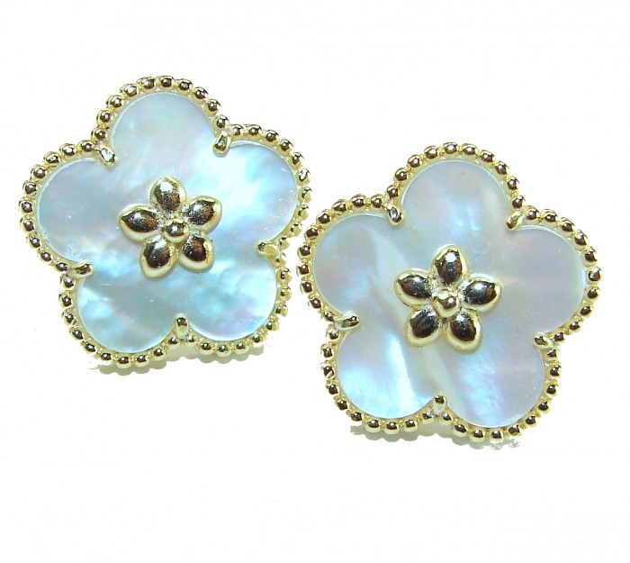 Genuine Blister Pearl 14K Gold over .925 Sterling Silver handcrafted Statement Earrings