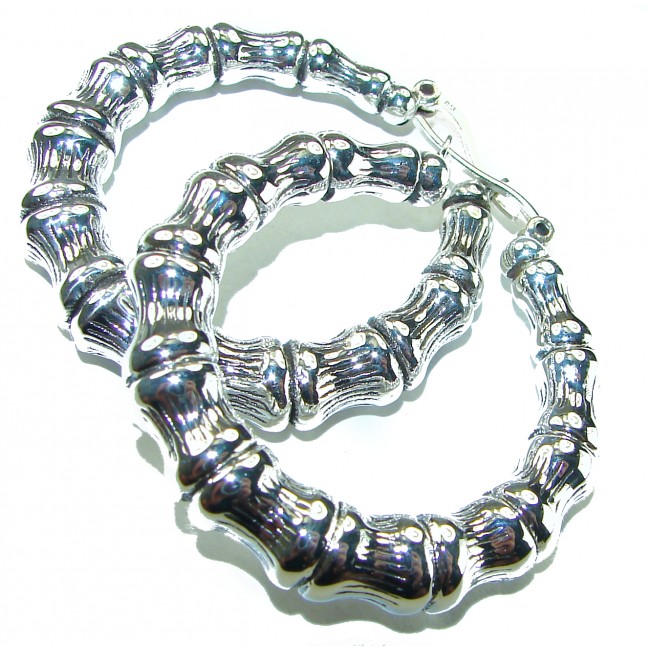 Huge - Bamboo Tree design .925 Sterling Silver handmade Bali made Earrings