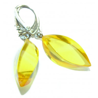 Faceted authentic 22.2 carat Golden Baltic Amber .925 Sterling Silver Earrings