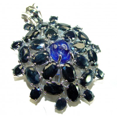 Blue Star Oval cut cut 29.4 carat Sapphire .925 Sterling Silver handcrafted pendant