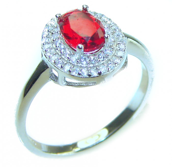 Gabriella oval cut 1.8 carat Ruby .925 Sterling Silver handcrafted Cocktail Ring s. 7 1/2