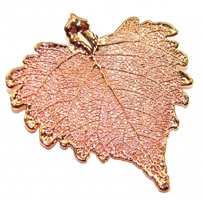 Stylish REAL Leaf dipped in .925 Sterling Silver and Copper Pendant