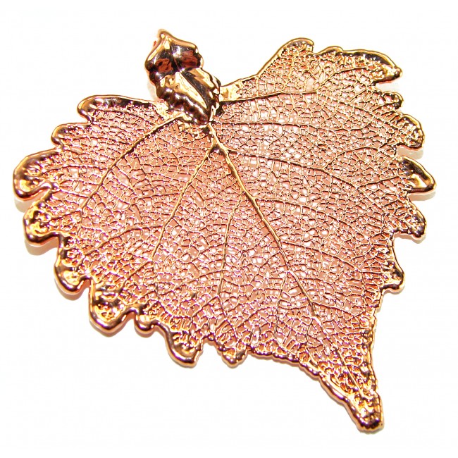 Stylish REAL Leaf dipped in .925 Sterling Silver and Copper Pendant