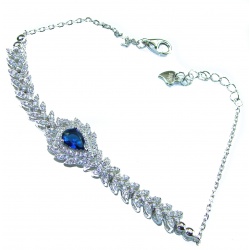 Luxurious 5.5 carat Sapphire White Topaz .925 Sterling Silver handcrafted Bracelet