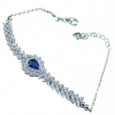 Luxurious 5.5 carat Sapphire White Topaz .925 Sterling Silver handcrafted Bracelet