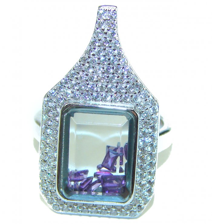 Floating Memories 3.5 carat Tanzanite .925 Sterling Silver Handcrafted Ring size 5 3/4 - video