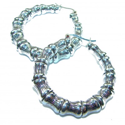 Huge - Bamboo Tree design .925 Sterling Silver handmade Bali made Earrings