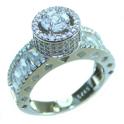 4.8 carat White Topaz .925 Sterling Silver brilliantly handcrafted ring s. 6 3/4