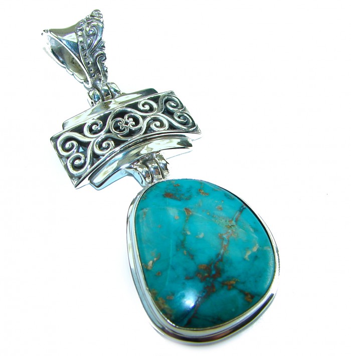 One of a kind Precious Turquoise from Arizona .925 Sterling Silver handmade pendant