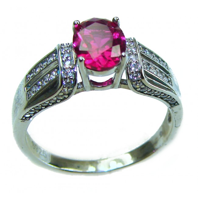 Rose Garden 1.9 carat Authentic Garnet .925 Sterling Silver handcrafted Ring size 8