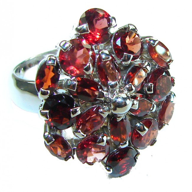 Penelope Authentic 14.5 carat faceted authentic Australian Garnet .925 Sterling Silver handcrafted ring; s. 8