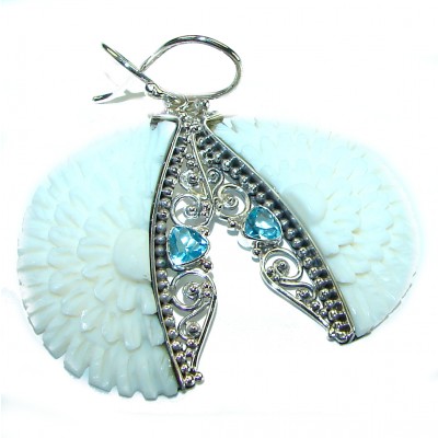 Bli made carved ox's Bone Swiss .925 Sterling Silver handcrafted earrings