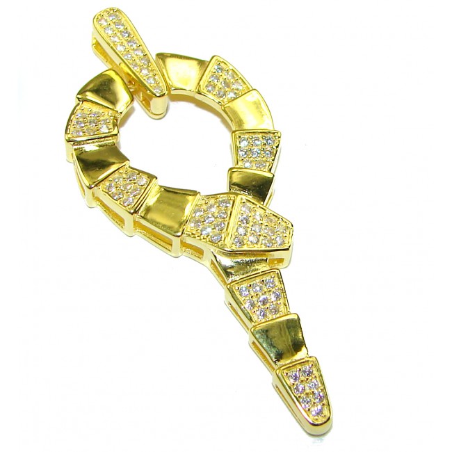 Cleopatra - The Egyptian Cobra White Sapphire 18K Gold over .925 Sterling Silver Pendant