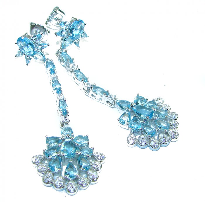 Vintage style 12.5 carat Swiss Blue Topaz .925 Sterling Silver handcrafted necklace - video