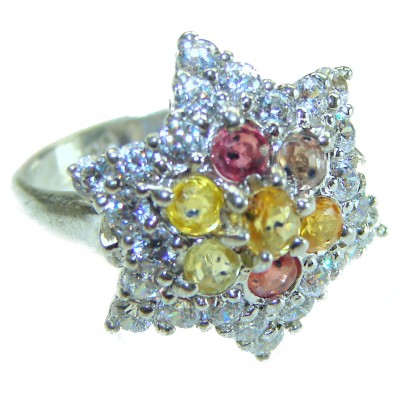 Summer Dream 8.5 multicolor Sapphire .925 Sterling Silver handcrafted ring size 6 1/4