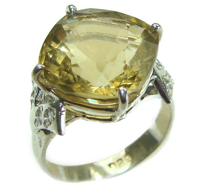 Liliana 10.5 carat Champagne Smoky Topaz .925 Sterling Silver Oversized Ring size 8 1/2