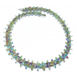 Summer Time 222.5 multicolor Kashmir Sapphire .925 Sterling Silver handcrafted Statement necklace
