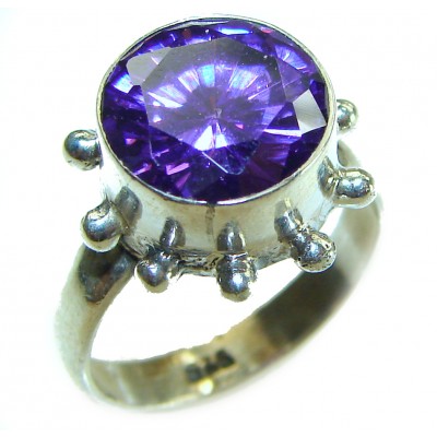 Purple Power 5.2 carat Amethyst .925 Sterling Silver Handcrafted Ring size 7