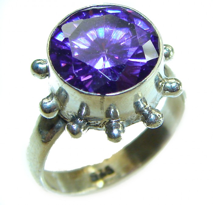 Purple Power 5.2 carat Amethyst .925 Sterling Silver Handcrafted Ring size 7