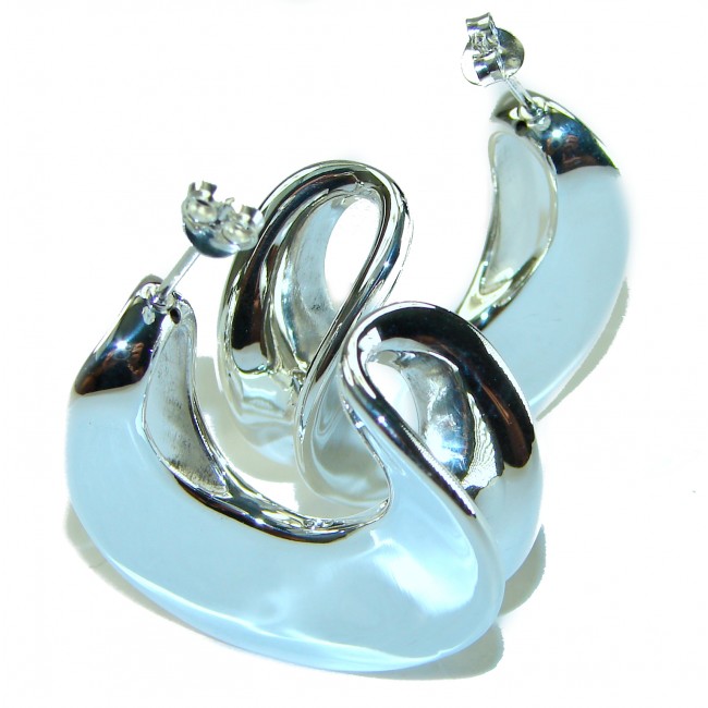 LARGE - EXTRAVAGANZA - Highly Polished Fancy .925 Sterling Silver Italy made Earrings