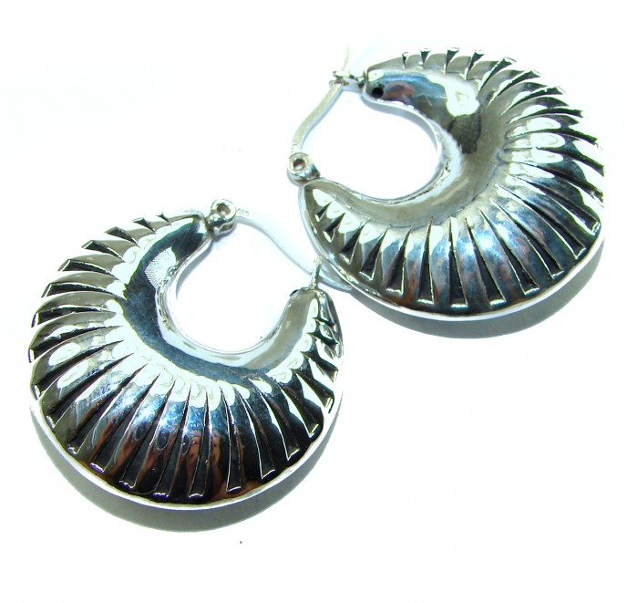 Highly Polished Fancy Modern design .925 Sterling Silver Italy made Earrings