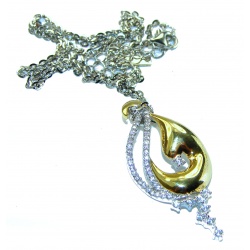 Elegance 4.2 carat White Topaz 14K Gold over .925 Sterling Silver handcrafted necklace